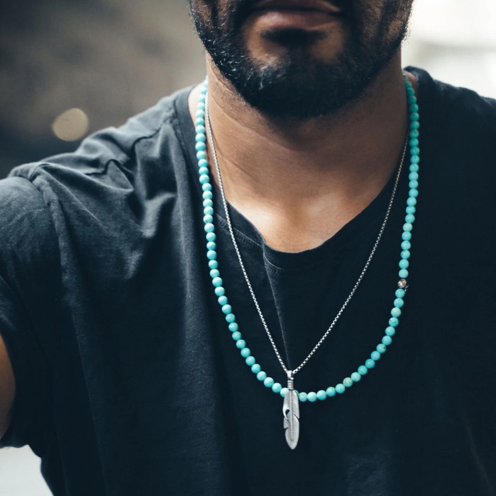 Degs & Sal sterling silver and turquoise beaded necklace with lifetime warranty